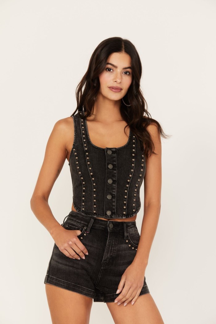 Special Offer Idyllwind Women's Delrose Drive Studded Denim Vest | Black