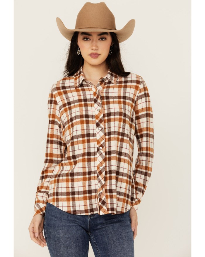Special Offer Idyllwind Women's Binkley Featherlight Plaid Print Pearl Snap Western Shirt | Lt Brown