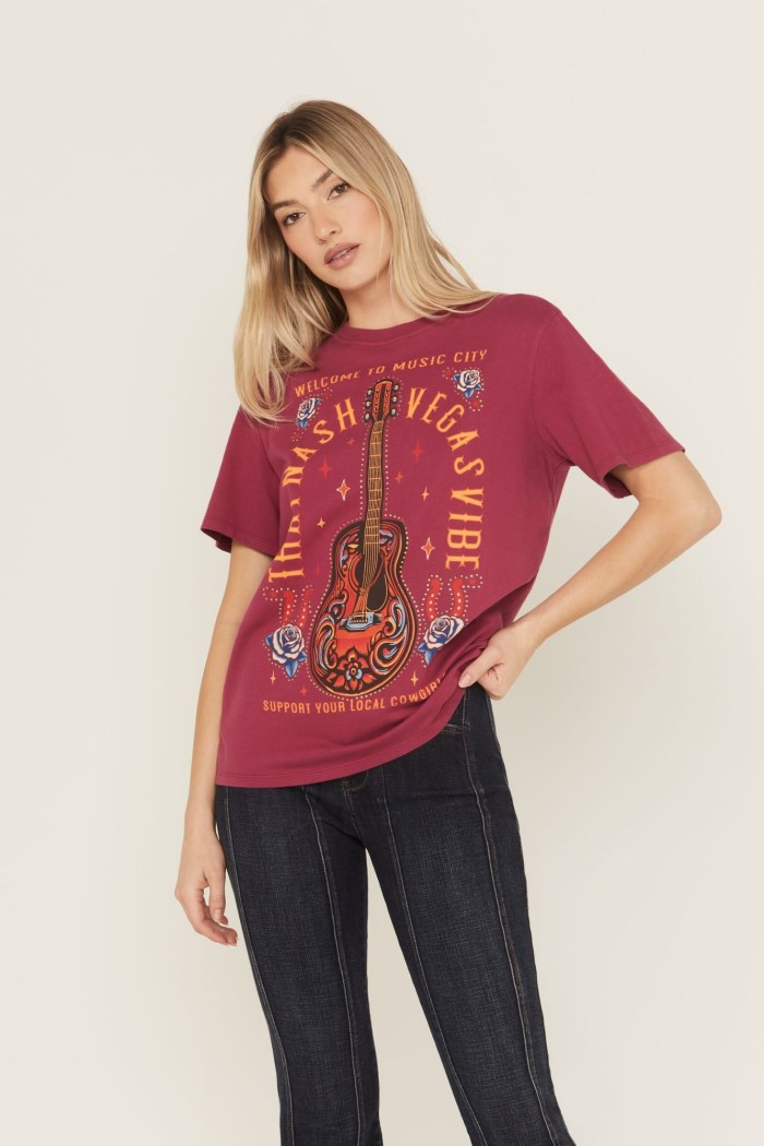 Special Offer Idyllwind Women's Rhinestone Music City Short Sleeve Boyfriend Graphic Tee | Maroon