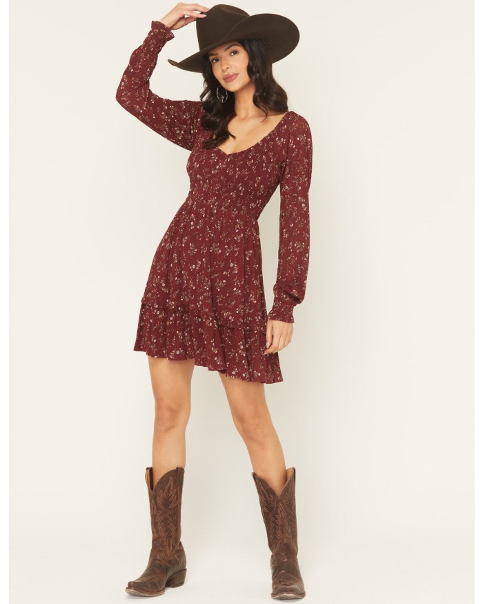 Special Offer Idyllwind Women's Pippin Ditsy Floral Print Long Sleeve Mini Dress | Cherry