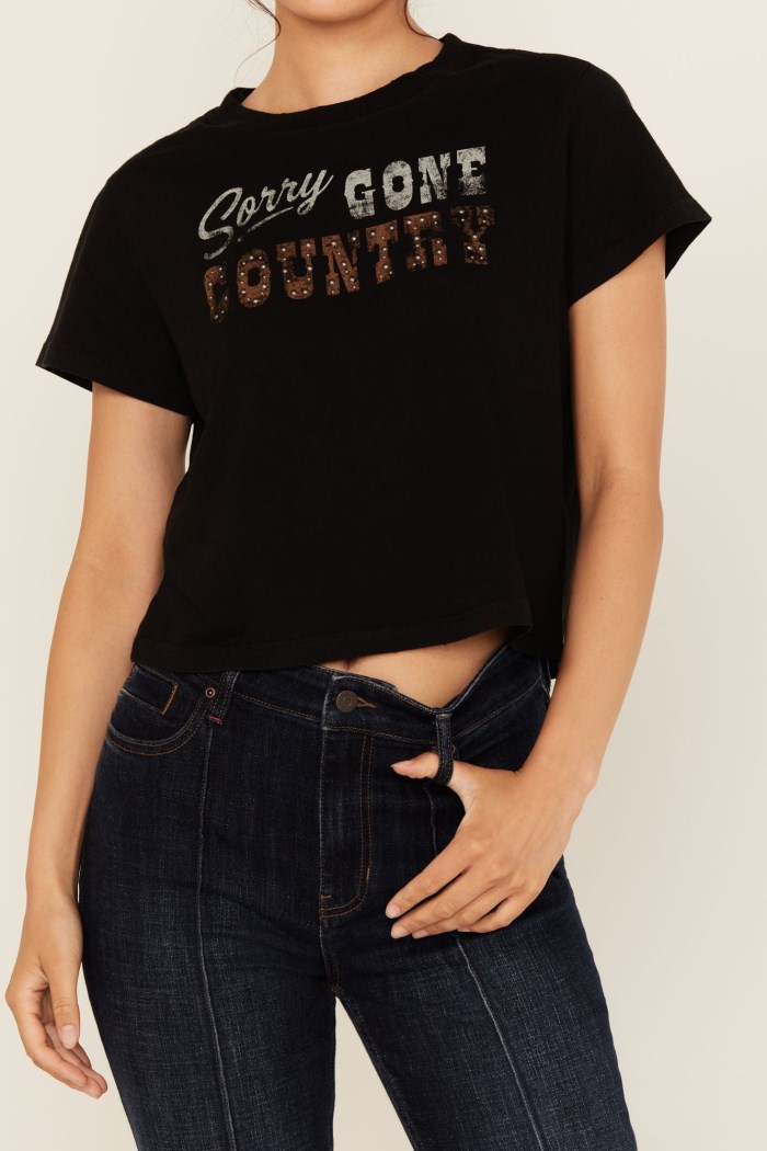 Special Offer Idyllwind Women's Sorry Gone Country Short Sleeve Cropped Graphic Tee | Black
