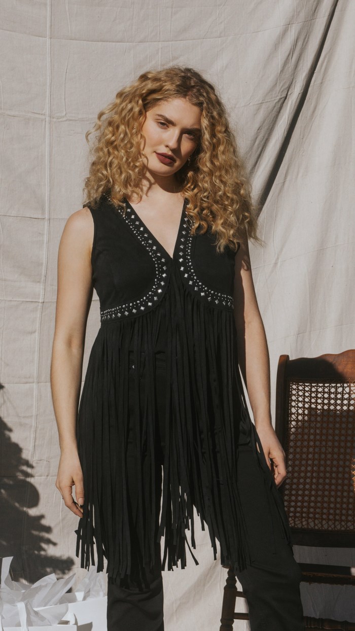 Special Offer Idyllwind Women's Walnut Studded Fringe Faux Suede Vest | Black