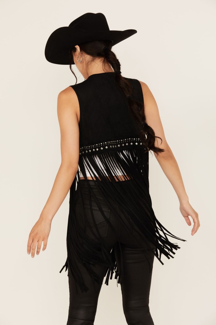 Special Offer Idyllwind Women's Walnut Studded Fringe Faux Suede Vest | Black