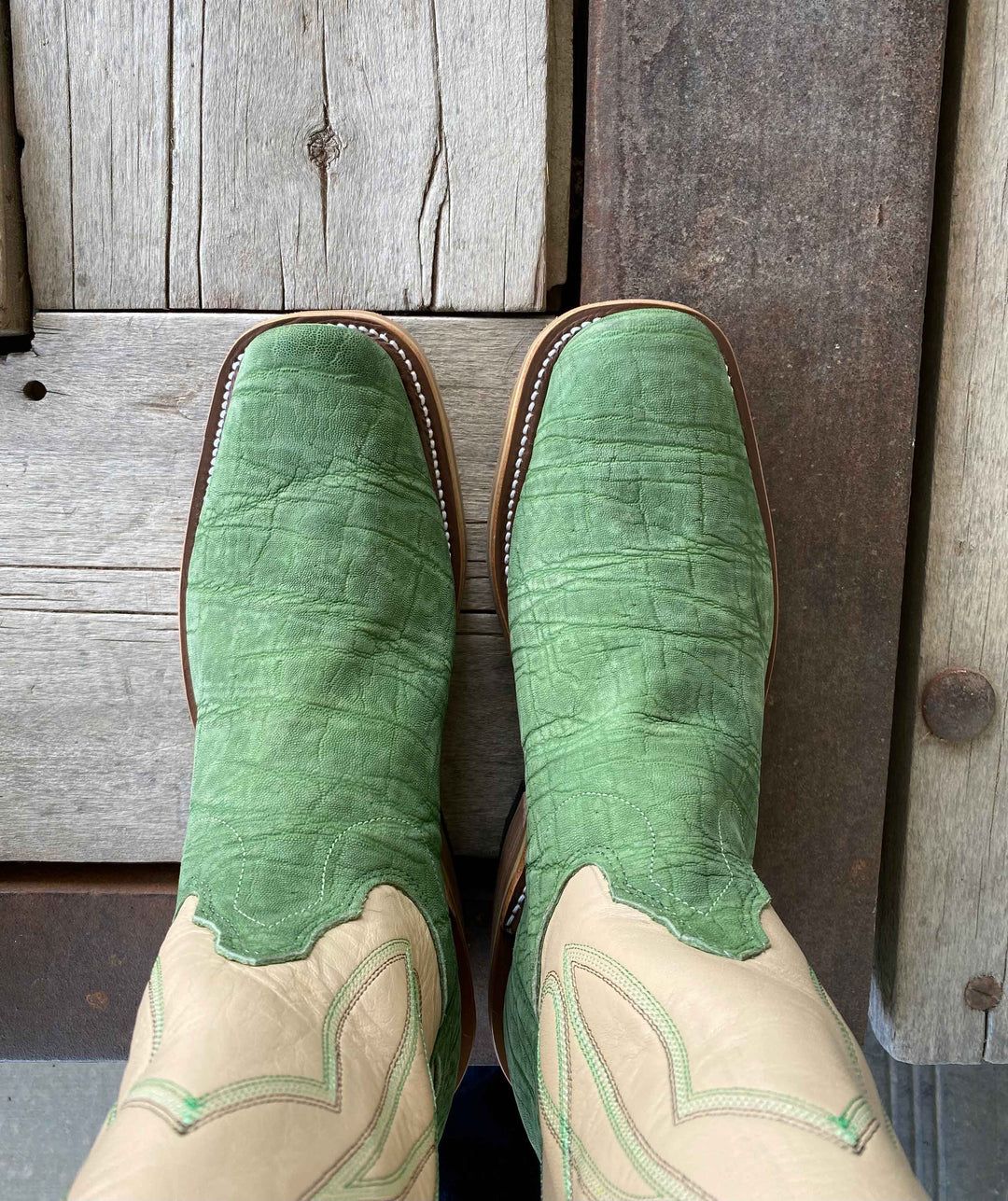 New Arrivals Olathe Olive Buffed Elephant Tall Top Boots - Green/Bone