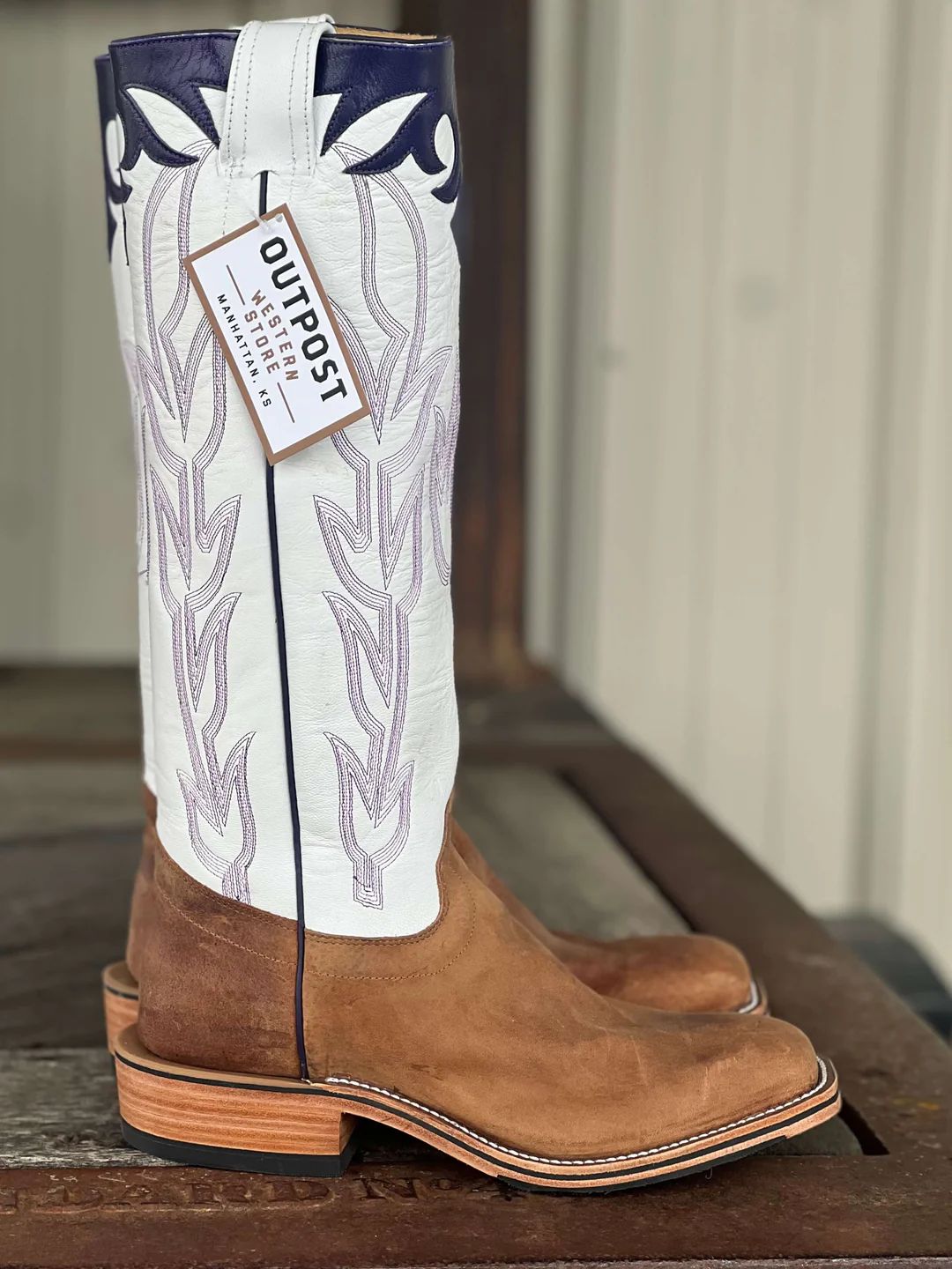 New Arrivals Olathe Dune Rough Rider Stovepipe Boots - Brown/White