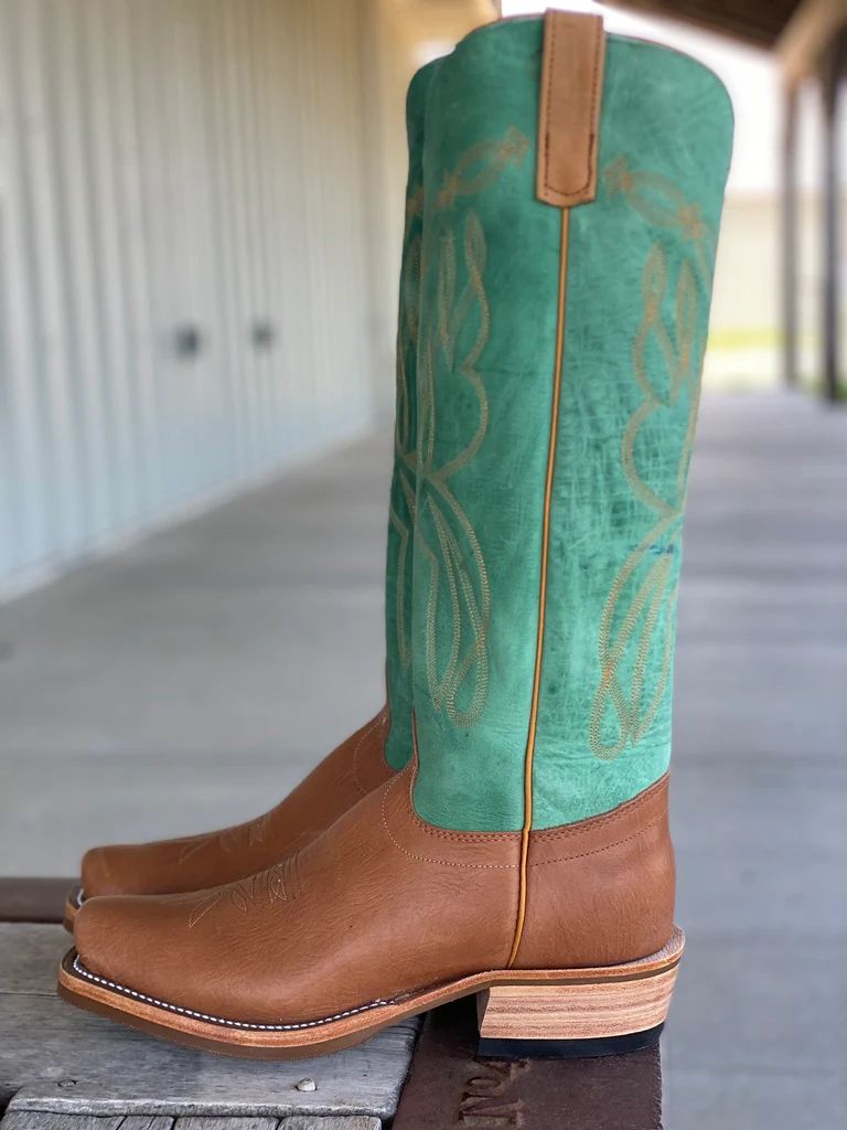 New Arrivals Olathe Coffee Milled Mule Boots - Tan/Green