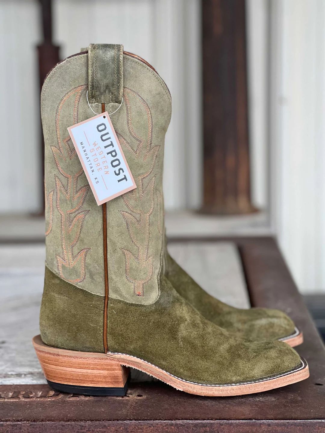 New Arrivals Olathe Sage Kudu Roughout Boots - Green/Green