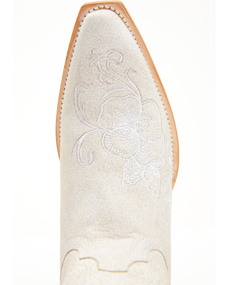 Quick Ship Shyanne Latest Women's Lasy Floral Embroidered Western Boots - Snip Toe | Ivory