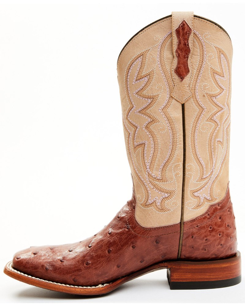 Quick Ship Shyanne Latest Women's Olivia Exotic Ostrich Quill Western Boots - Broad Square Toe | Brown