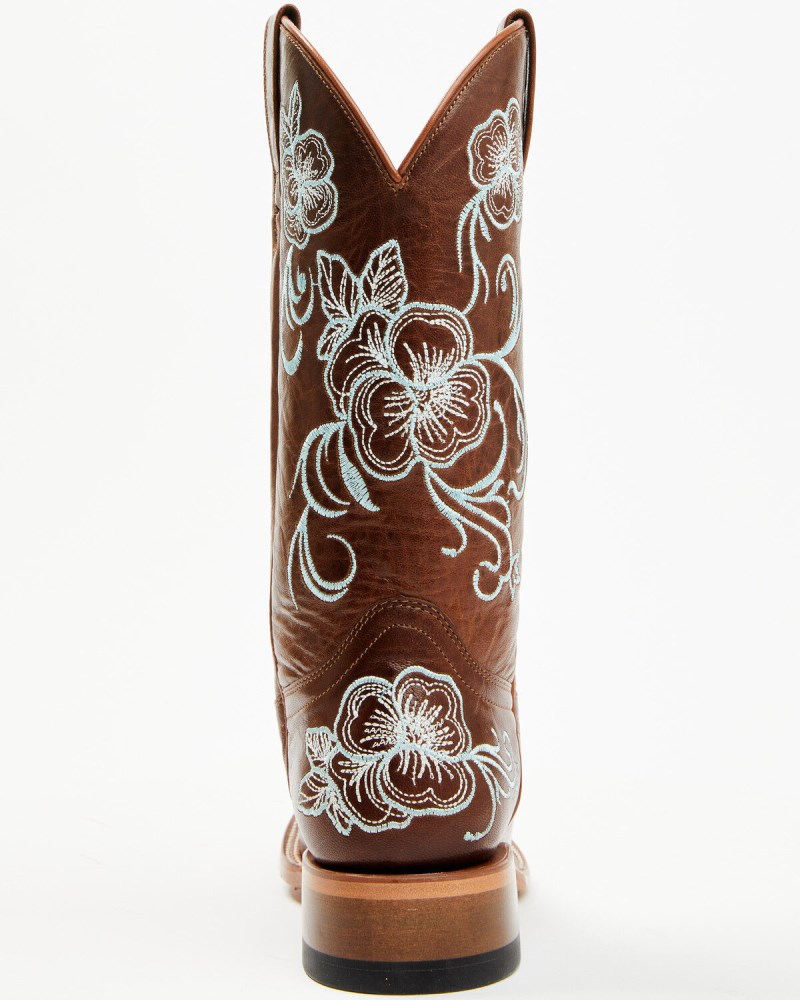 Quick Ship Shyanne Latest Women's Lasy Floral Embroidered Western Boots - Broad Square Toe | Turquoise