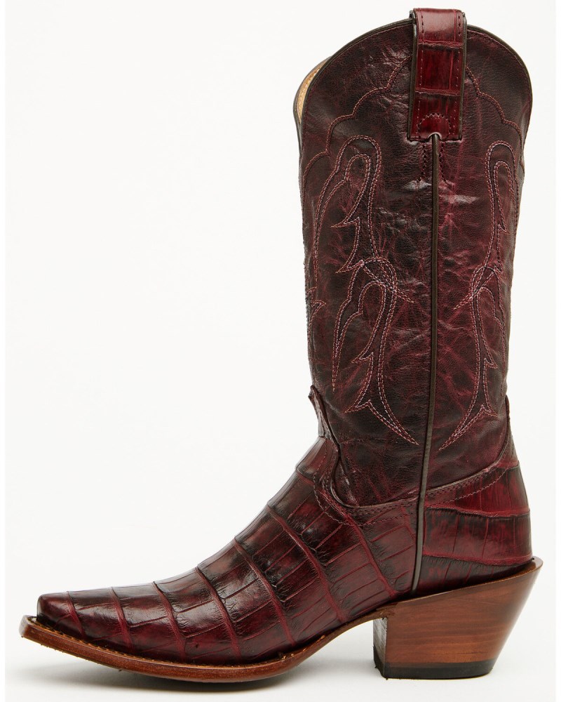 Quick Ship Shyanne Latest Women's Aspen Exotic American Alligator Western Boots - Snip Toe | Black Cherry
