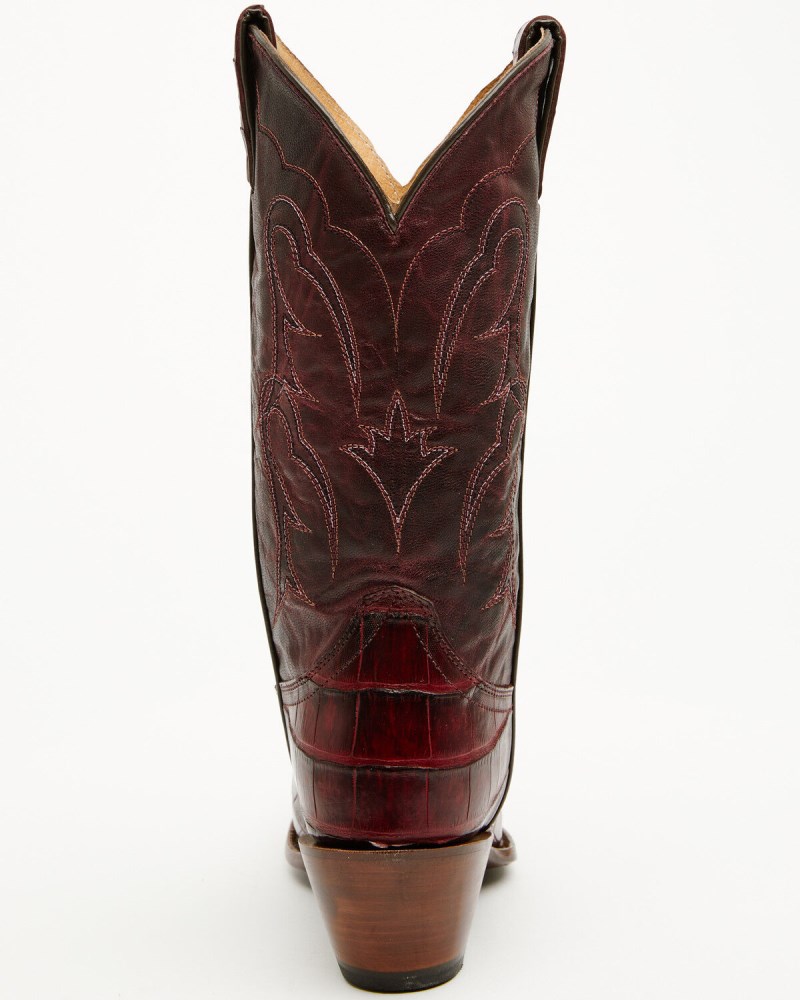 Quick Ship Shyanne Latest Women's Aspen Exotic American Alligator Western Boots - Snip Toe | Black Cherry