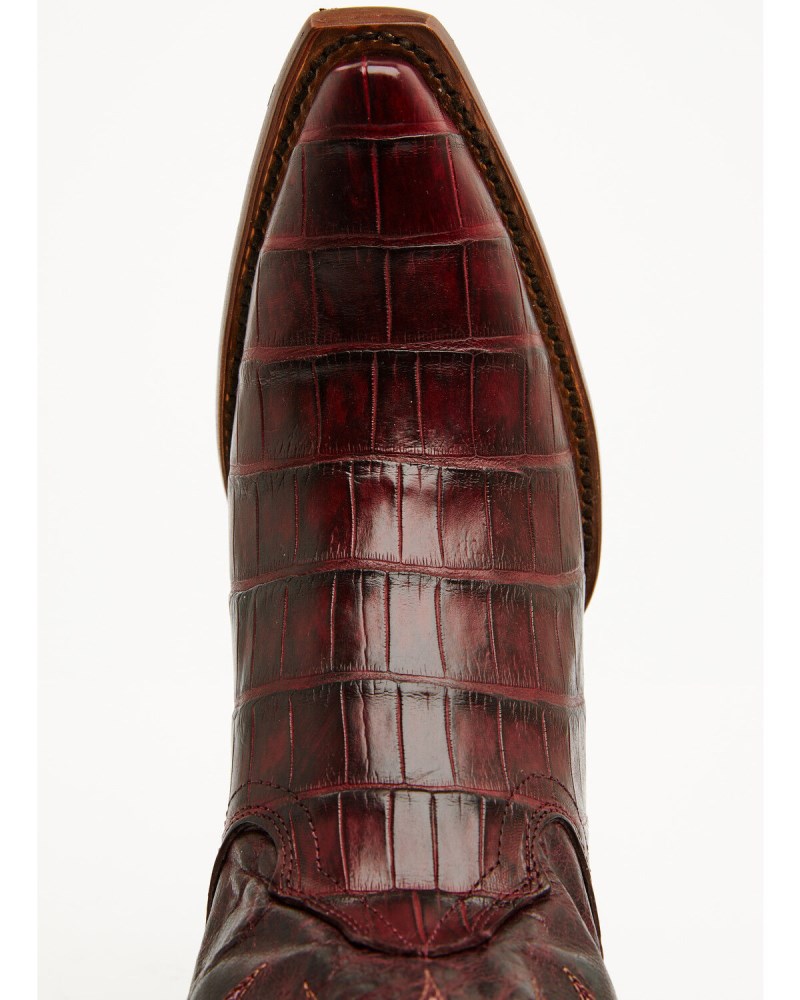 Quick Ship Shyanne Latest Women's Aspen Exotic American Alligator Western Boots - Snip Toe | Black Cherry