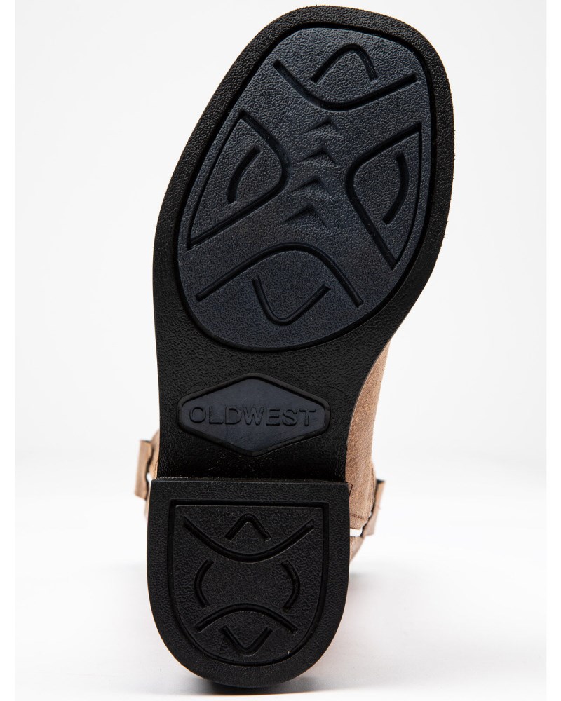 Quick Ship Shyanne Latest Girls' Madison Faux Leather Western Boots - Square Toe | Brown/pink