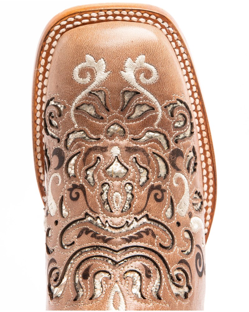 Quick Ship Shyanne Latest Women's Hybrid Leather TPU Verbena Western Performance Boots - Broad Square Toe | Tan