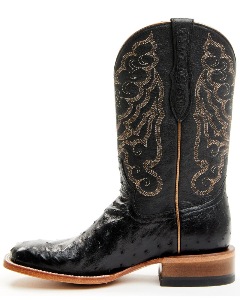 Quick Ship Shyanne Latest Women's Kacie Exotic Ostrich Western Boots - Broad Square Toe | Black