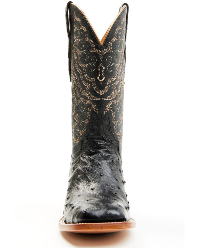 Quick Ship Shyanne Latest Women's Kacie Exotic Ostrich Western Boots - Broad Square Toe | Black