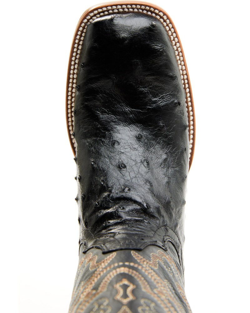 Quick Ship Shyanne Latest Women's Kacie Exotic Ostrich Western Boots - Broad Square Toe | Black