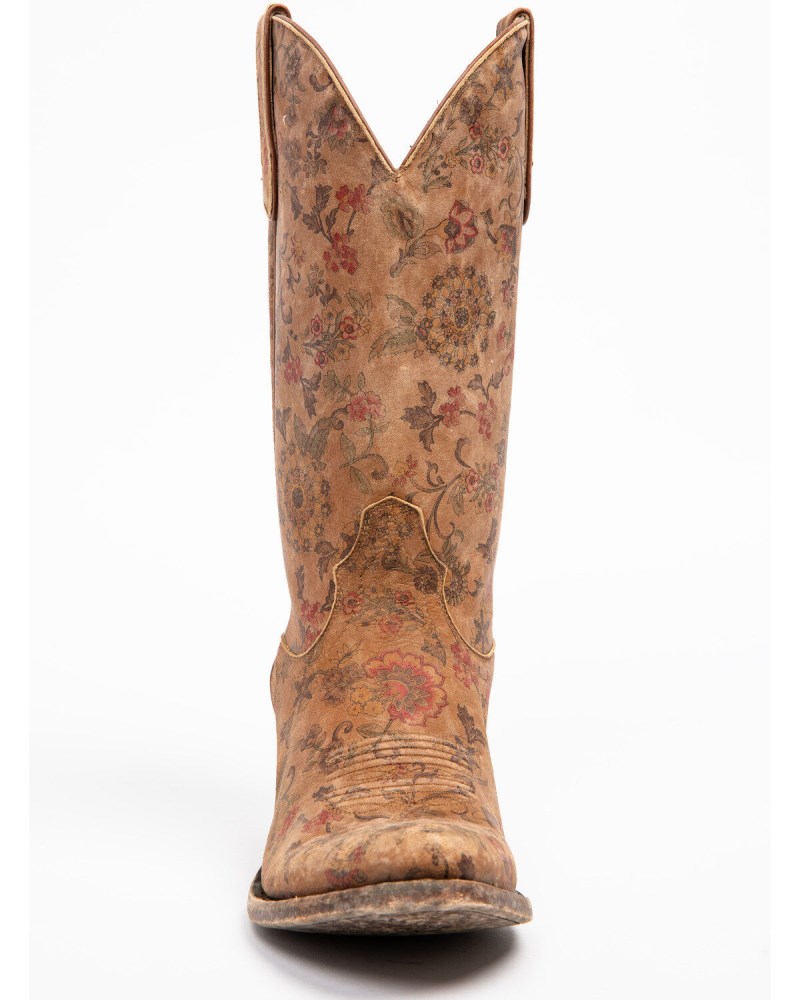 Quick Ship Shyanne Latest Women's Estampada Ochre Kimono Western Boots - Round Toe | Brown