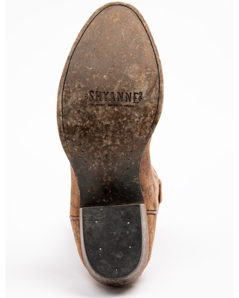 Quick Ship Shyanne Latest Women's Estampada Ochre Kimono Western Boots - Round Toe | Brown