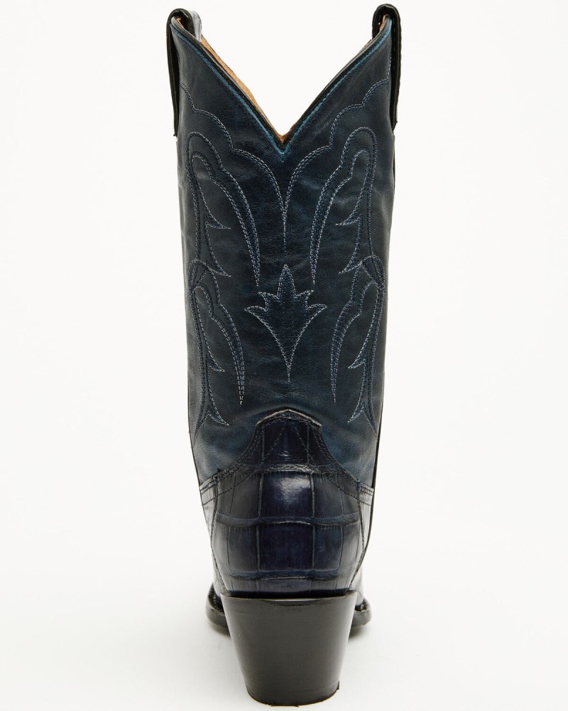 Quick Ship Shyanne Latest Women's Aspen Exotic American Alligator Western Boots - Snip Toe | Navy