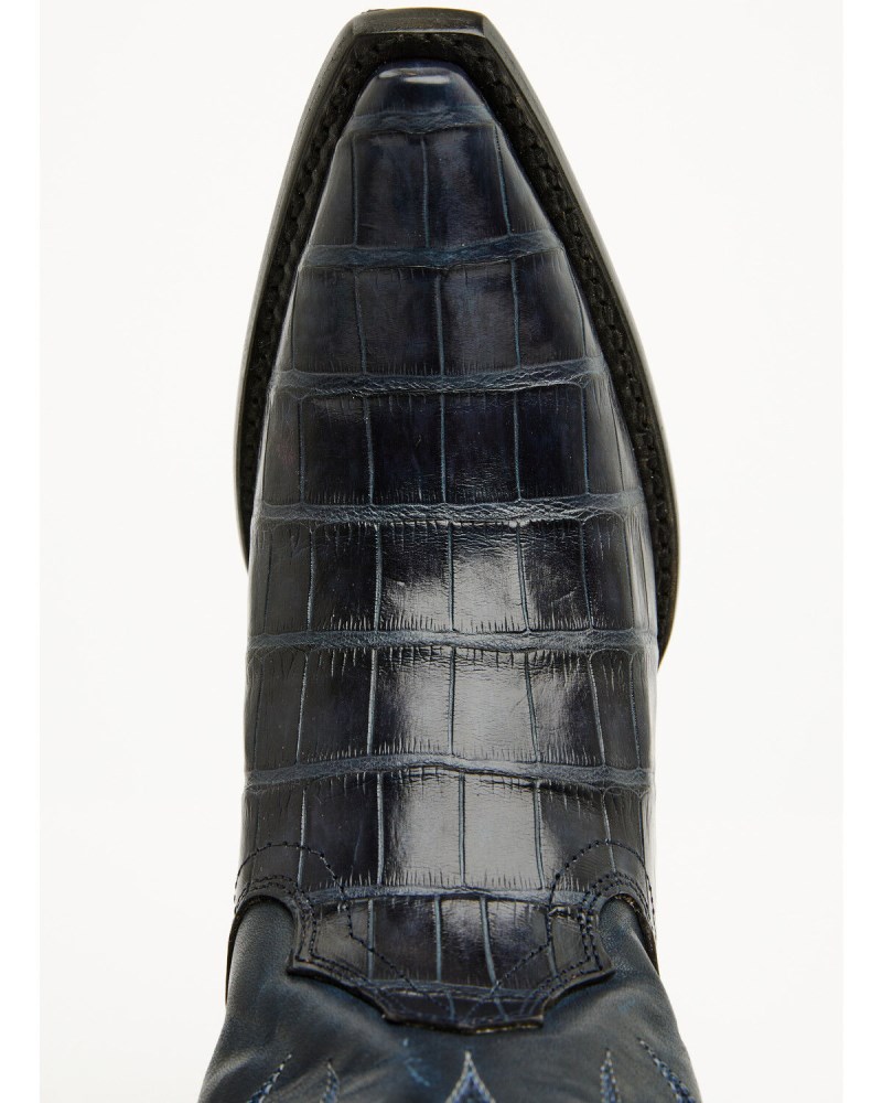Quick Ship Shyanne Latest Women's Aspen Exotic American Alligator Western Boots - Snip Toe | Navy