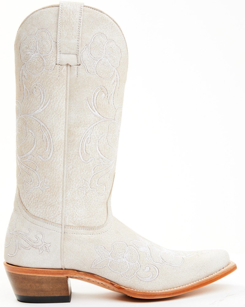 Quick Ship Shyanne Latest Women's Lasy Floral Embroidered Western Boots - Snip Toe | Ivory