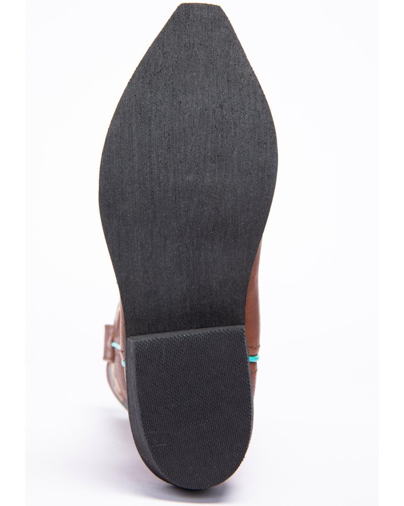 Quick Ship Shyanne Latest Girls' Floral Embroidery Western Boots - Snip Toe | Brown