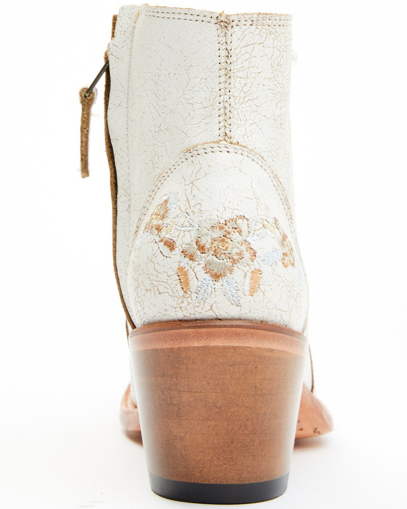 Quick Ship Shyanne Latest Women's Carine Crackadela Floral Western Fashion Booties - Round Toe | White