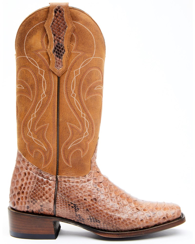 Quick Ship Shyanne Latest Women's Geneva Exotic Snake Skin Western Boots - Square Toe | Tan