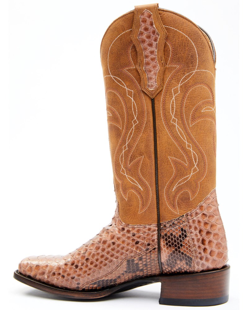 Quick Ship Shyanne Latest Women's Geneva Exotic Snake Skin Western Boots - Square Toe | Tan