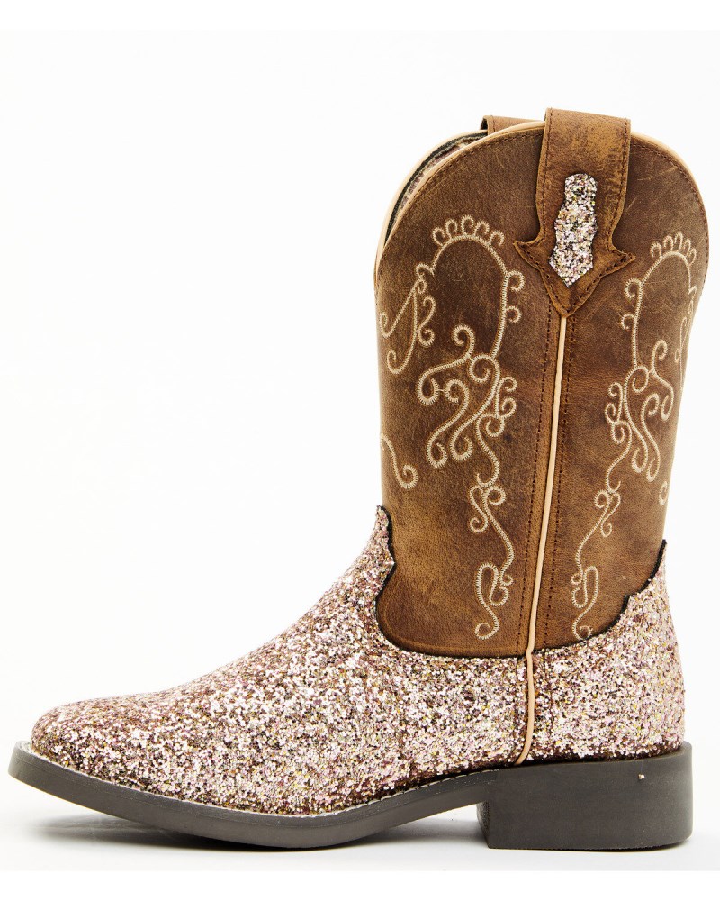 Quick Ship Shyanne Latest Girls' Sparkle Plenty Boots - Broad Square Toe | Pink