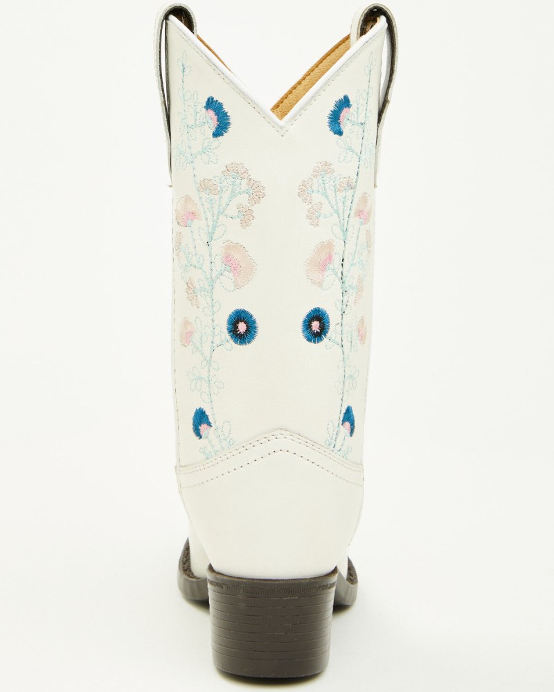 Quick Ship Shyanne Latest Girls' Fleur Western Boots - Round Toe | White