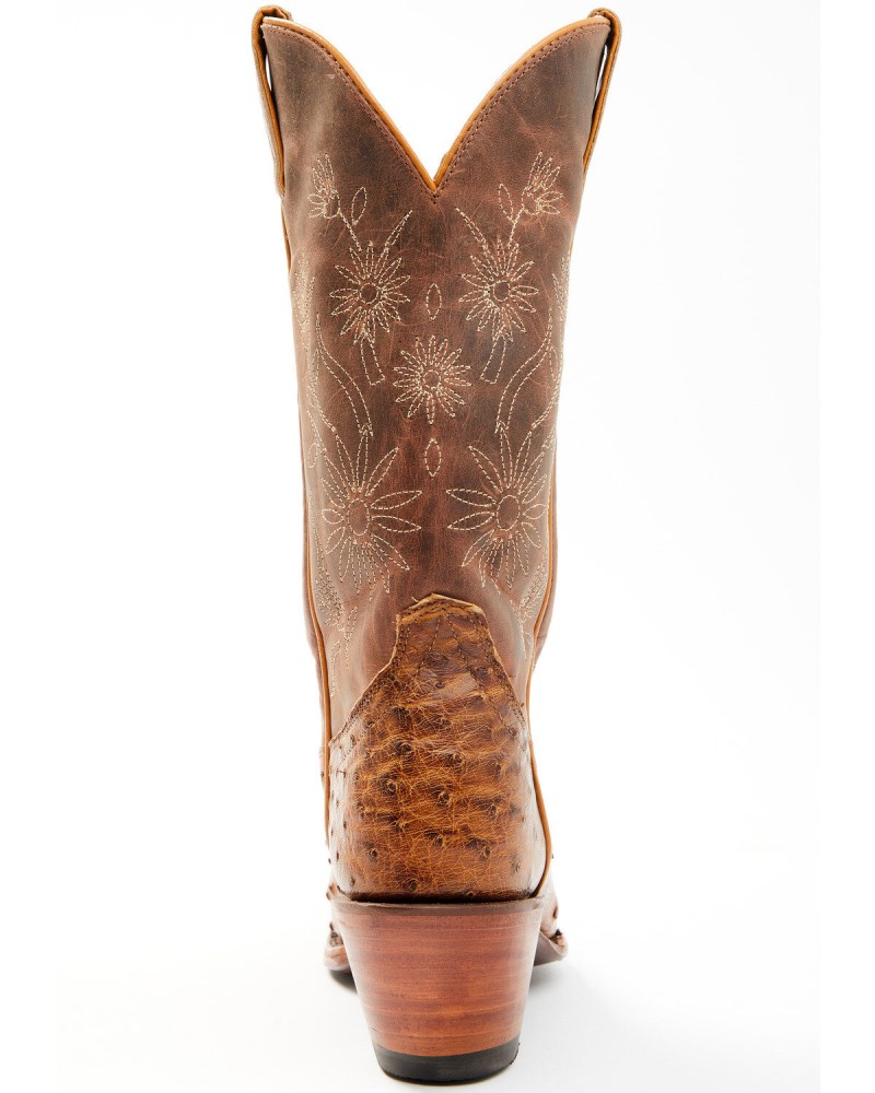 Quick Ship Shyanne Latest Women's Daisie Exotic Full Quill Ostrich Western Boots - Snip Toe | Tan