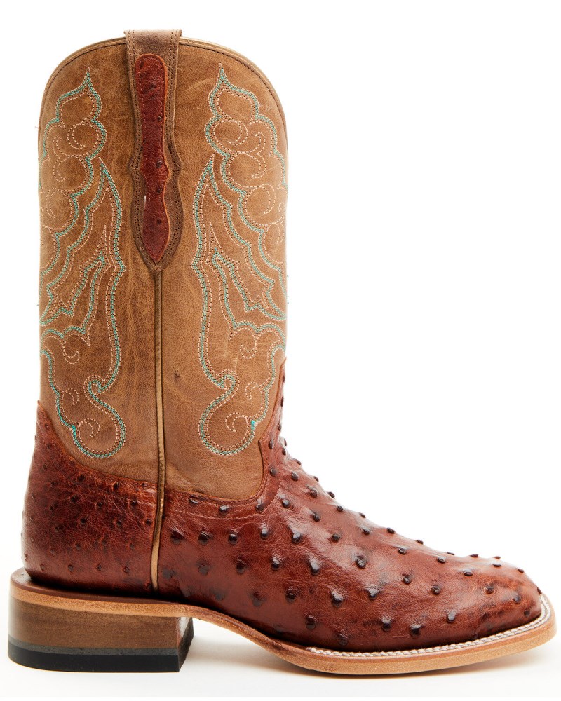 Quick Ship Shyanne Latest Women's Brandie Exotic Ostrich Western Boots - Broad Square Toe | Brown