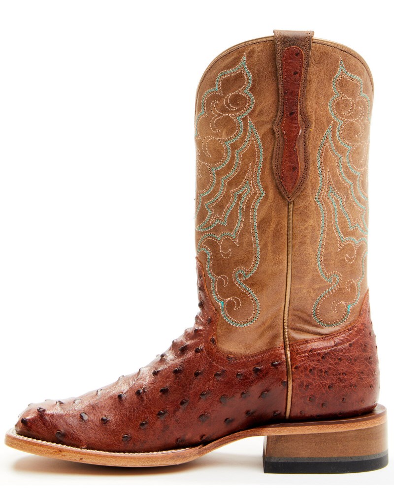 Quick Ship Shyanne Latest Women's Brandie Exotic Ostrich Western Boots - Broad Square Toe | Brown