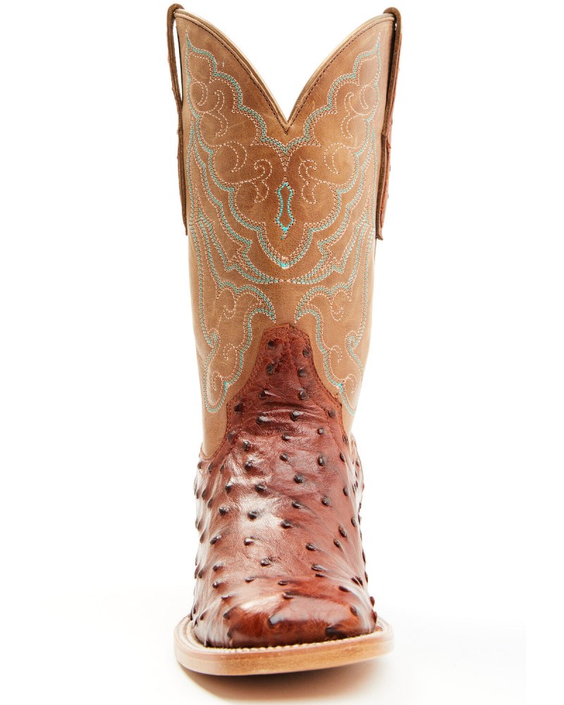 Quick Ship Shyanne Latest Women's Brandie Exotic Ostrich Western Boots - Broad Square Toe | Brown
