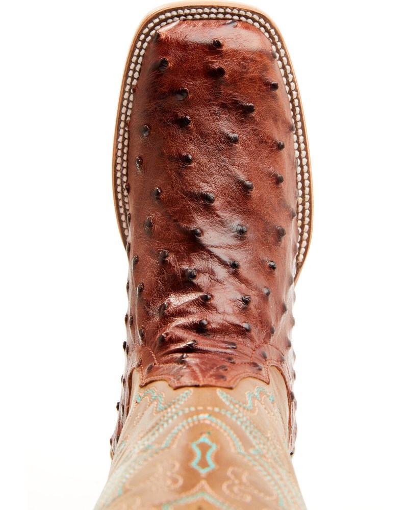 Quick Ship Shyanne Latest Women's Brandie Exotic Ostrich Western Boots - Broad Square Toe | Brown