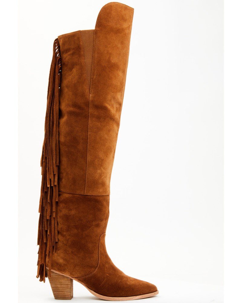 Quick Ship Shyanne Latest Women's Gypset Over The Knee Western Boots - Round Toe | Cognac