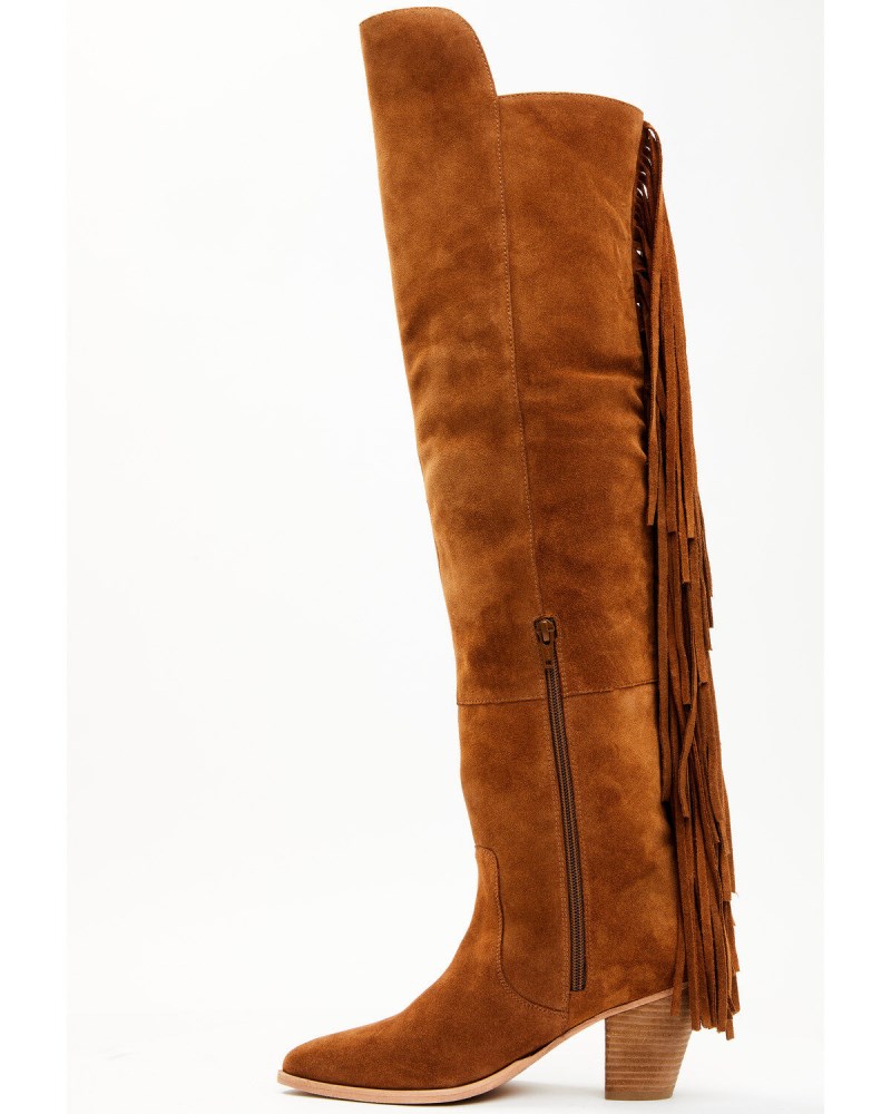 Quick Ship Shyanne Latest Women's Gypset Over The Knee Western Boots - Round Toe | Cognac