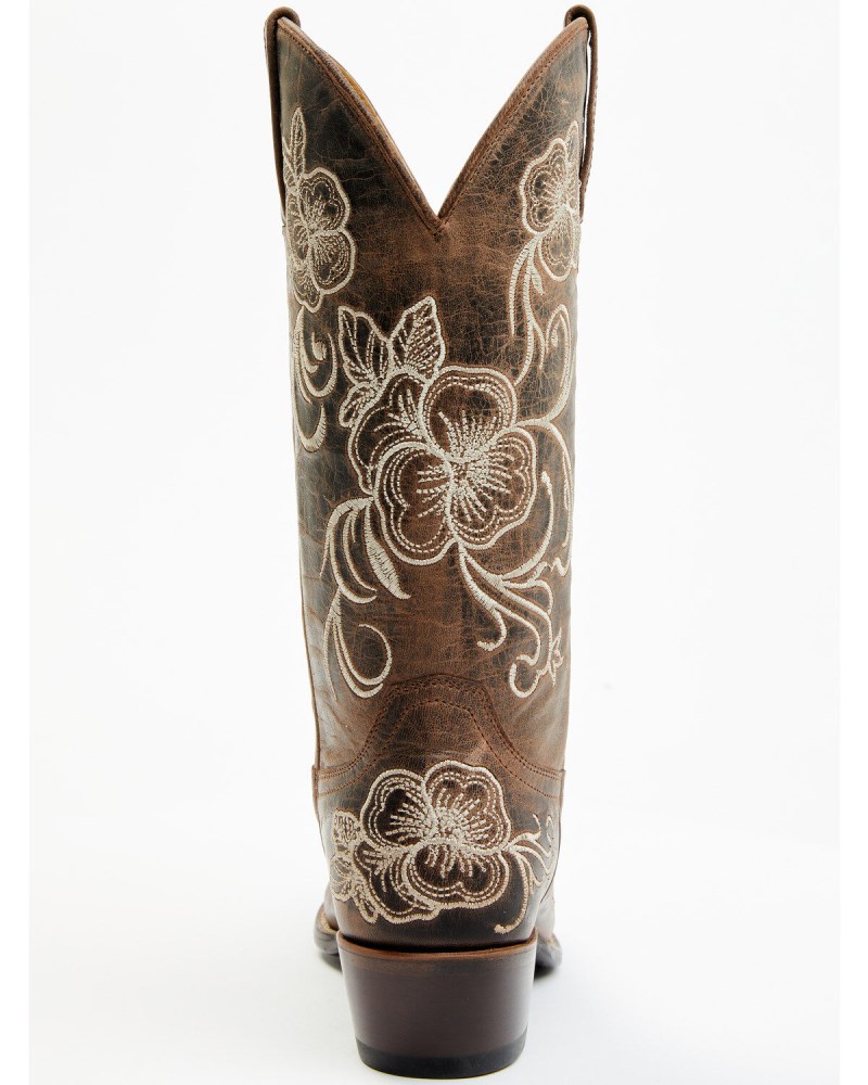 Quick Ship Shyanne Latest Women's Lasy Floral Embroidered Western Boots - Snip Toe | Brown