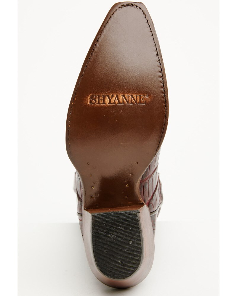 Quick Ship Shyanne Latest Women's Aspen Exotic American Alligator Western Boots - Snip Toe | Black Cherry