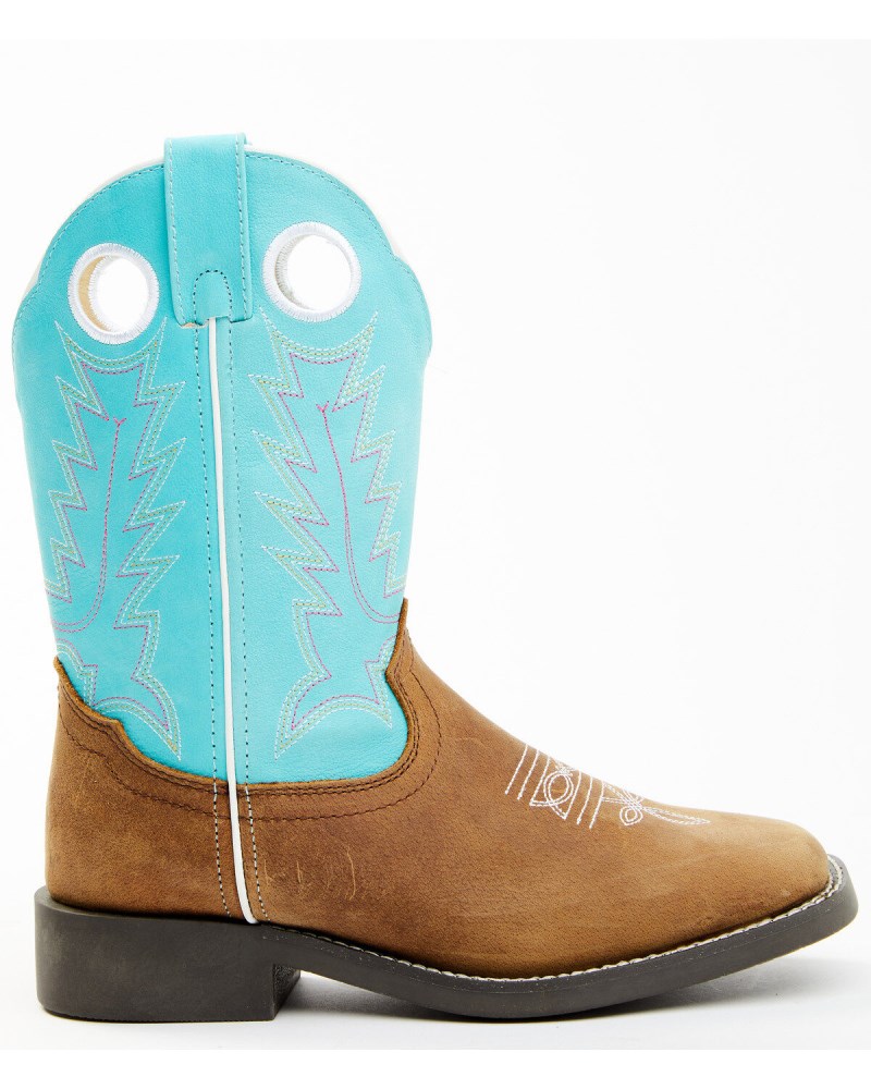 Quick Ship Shyanne Latest Girls' Ceci Western Boots - Broad Square Toe | Blue