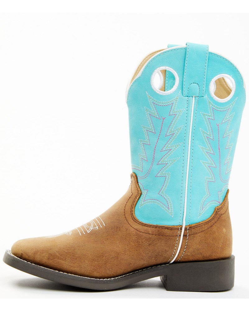 Quick Ship Shyanne Latest Girls' Ceci Western Boots - Broad Square Toe | Blue