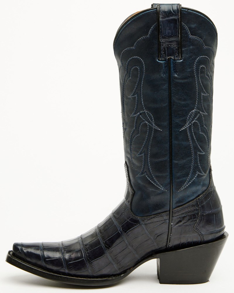 Quick Ship Shyanne Latest Women's Aspen Exotic American Alligator Western Boots - Snip Toe | Navy