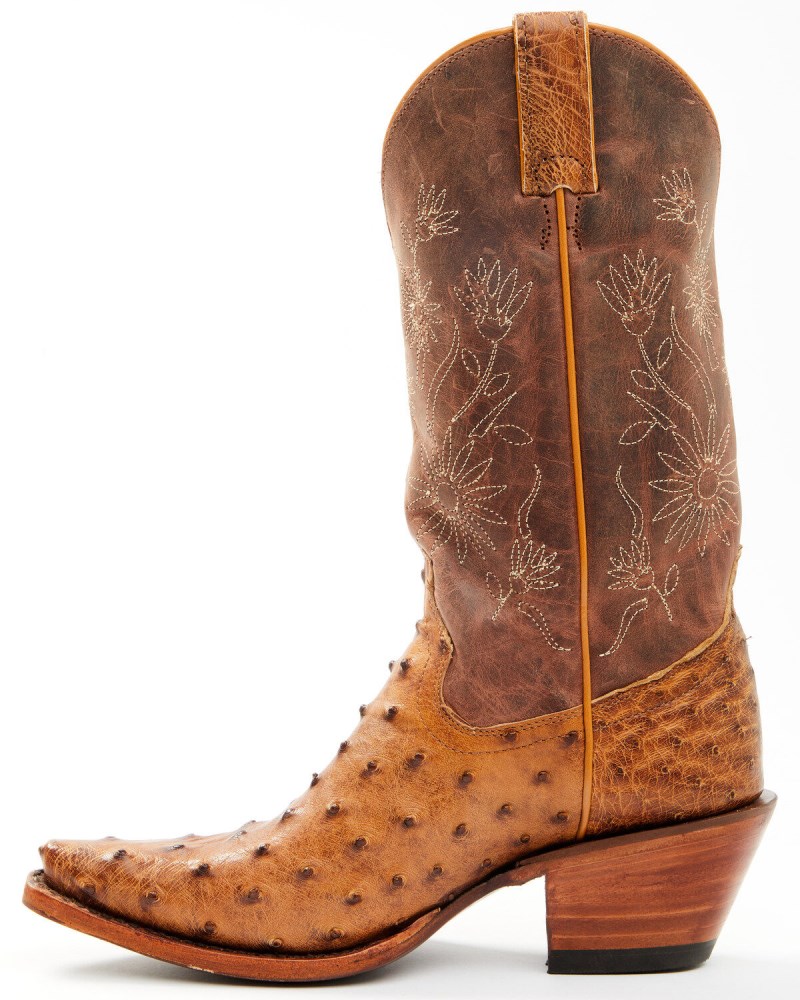 Quick Ship Shyanne Latest Women's Daisie Exotic Full Quill Ostrich Western Boots - Snip Toe | Tan