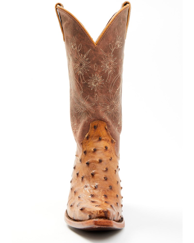 Quick Ship Shyanne Latest Women's Daisie Exotic Full Quill Ostrich Western Boots - Snip Toe | Tan