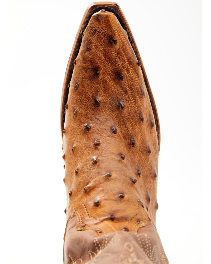 Quick Ship Shyanne Latest Women's Daisie Exotic Full Quill Ostrich Western Boots - Snip Toe | Tan