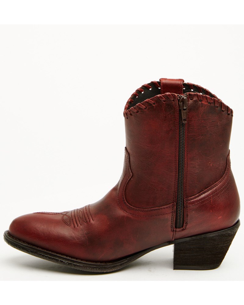 Quick Ship Shyanne Latest Women's Sawyer Omaha Goat Western Fashion Booties - Round Toe | Red