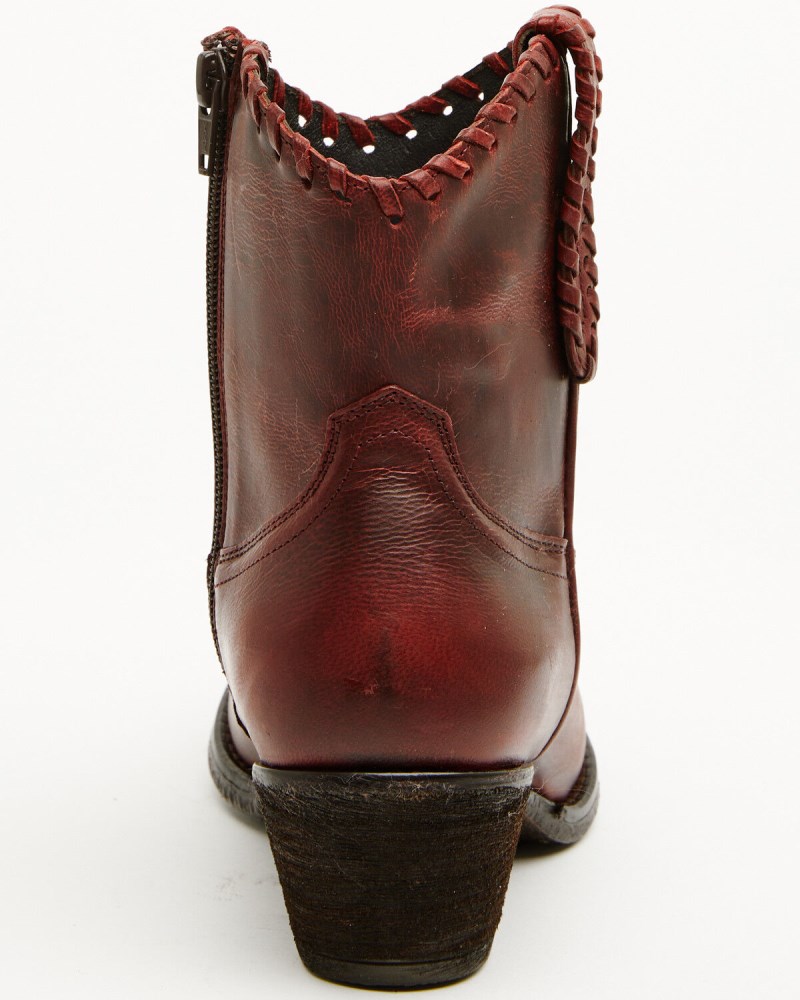 Quick Ship Shyanne Latest Women's Sawyer Omaha Goat Western Fashion Booties - Round Toe | Red